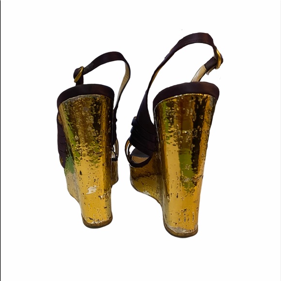 Yves Saint Laurent Gold IDOLE Platform Wedges - Picture 5 of 8